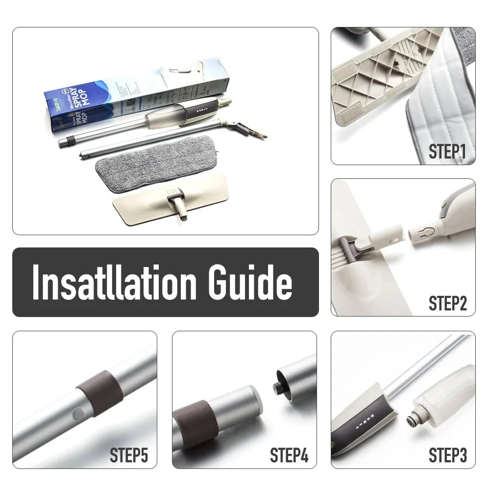 Floor Mop with Reusable Microfiber Pads Anti Spier