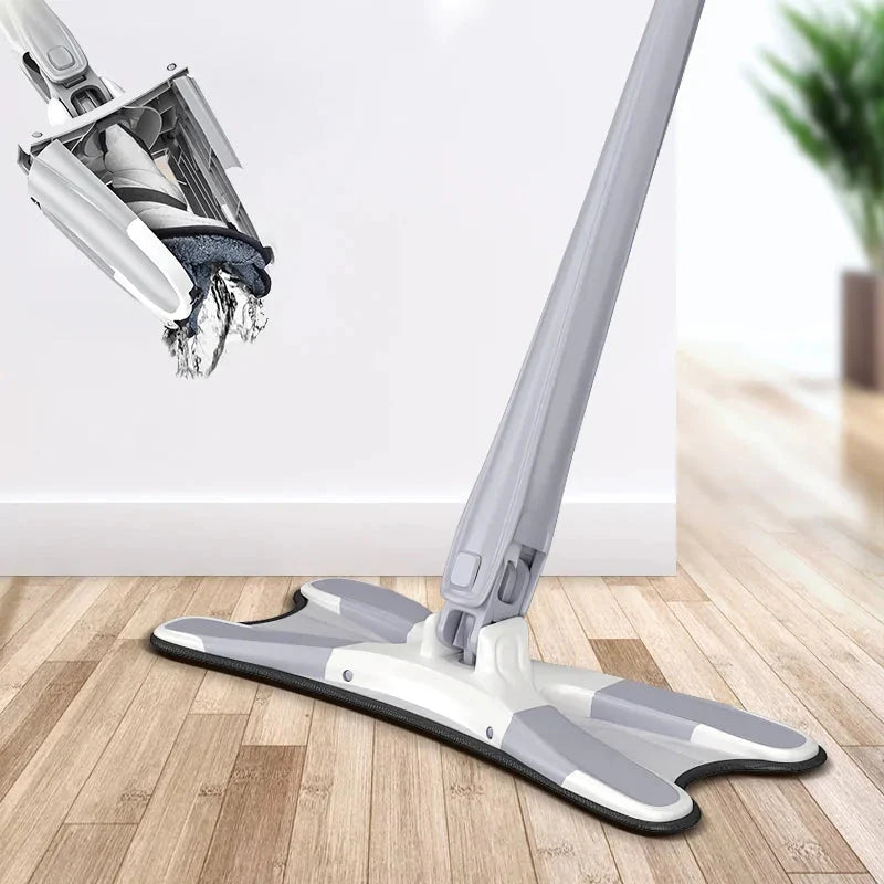 X-Type Floor Mop With 3 Pieces Reusable Microfiber Anti Spier