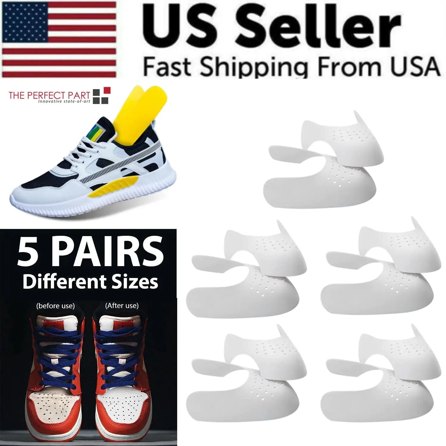 5 Pairs Shoe Protector Anti Crease Force Fields Cover Toe Cap Creasing Decreaser Anti Spier