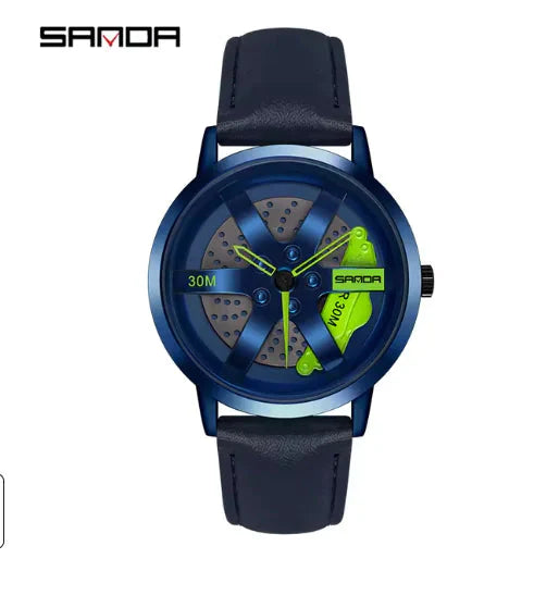 Men's 3D Car Wheel Sports Watch - Waterproof Quartz Anti Spier