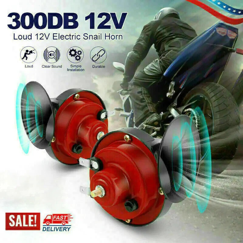 2PC 12V 300DB Super Loud Train Air Horn Waterproof Motorcycle Car Truck SUV Boat Anti Spier