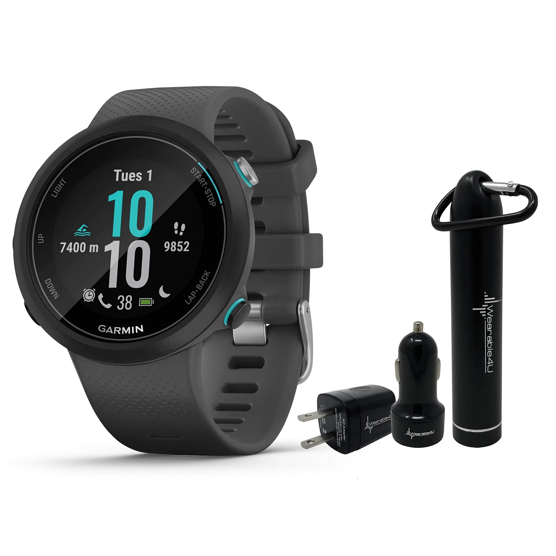 Garmin Swim 2 GPS Swimming Smartwatch with Wearable4U Power Pack Bundle (Slate) 549 Anti Spier