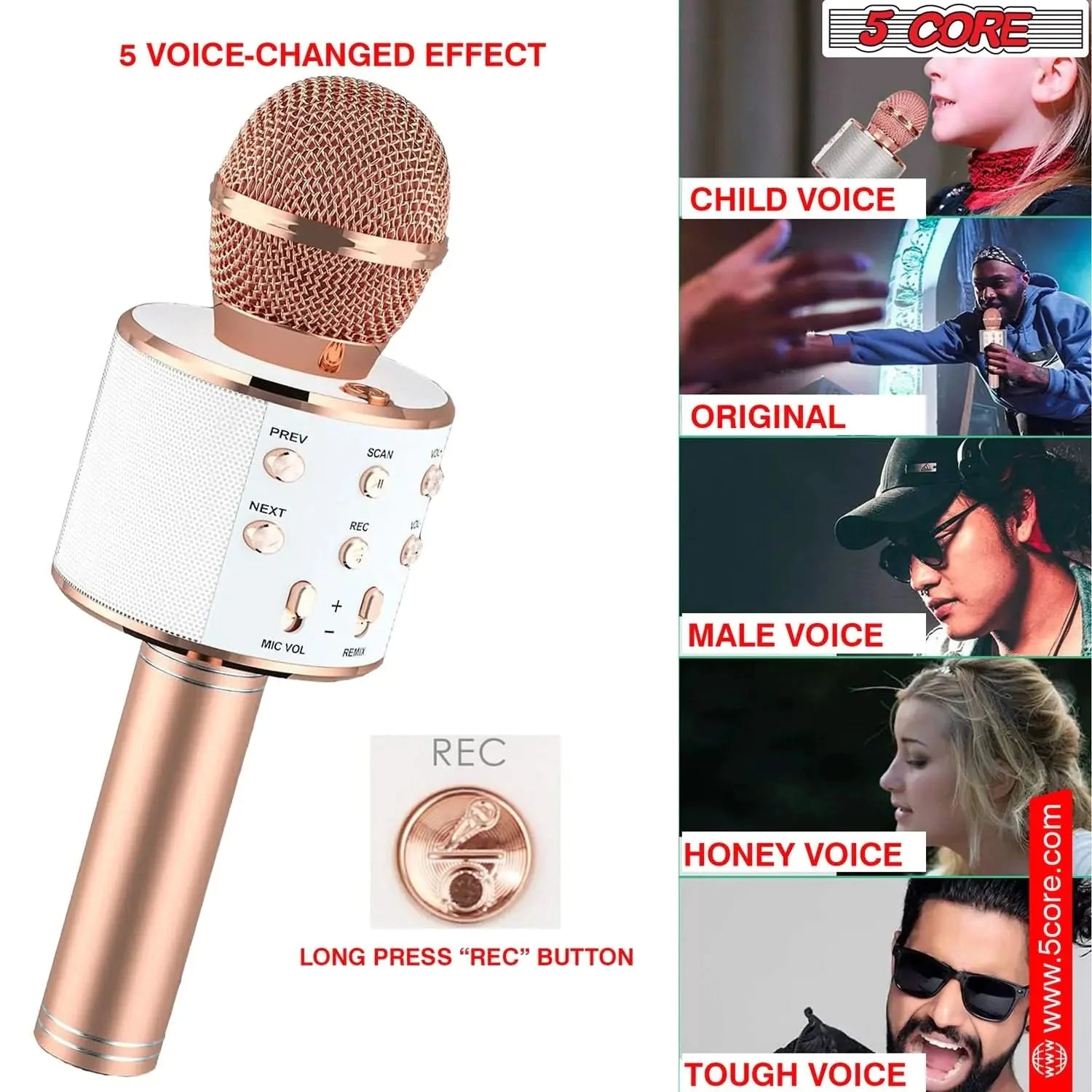 5Core Wireless Karaoke Microphone Bluetooth Mic Portable Handheld Microfonos Inalambricos Anti Spier