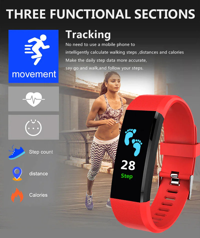 Fitness Smart Watch Activity Tracker Heart Rate For Women Men Oxygen BP Monitor - Anti Spier 