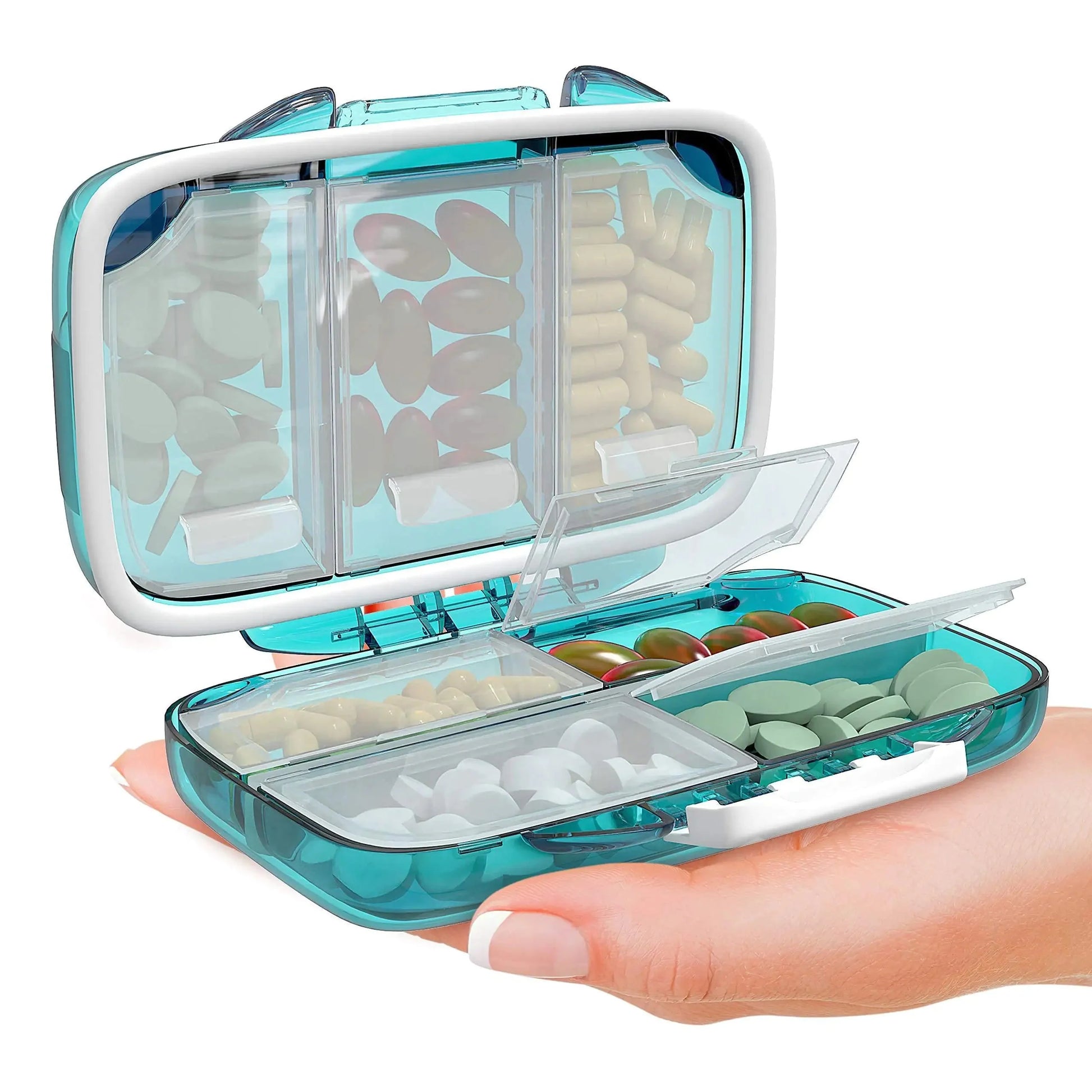 Travel Pill Organizer Moisture Proof Pill Box Daily Medicine 7 Compartments Anti Spier