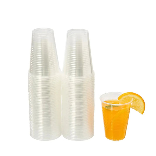 Jaluxing 500 Count 9 oz Crystal Clear Disposable Plastic Cups Bulk PP Cups for Parties Water Wine Cold Drinking (Formerly FULING) Anti Spier